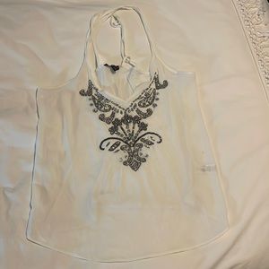 white flowy tank top with jewels from Express